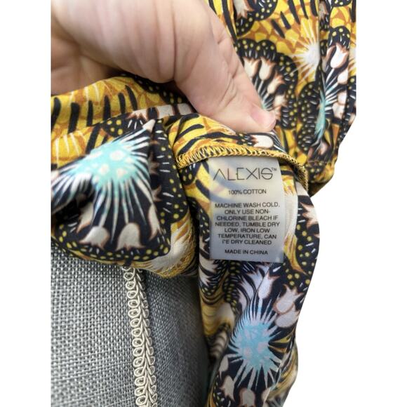 Alexis Yellow Orissa Side Cut Out Puff Sleeve Mini Dress Size Small Wedding - Picture 9 of 9